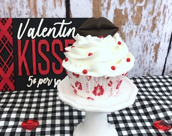 Fake Cupcakes Valentines, Tiered Tray Decor, Fake Cupcake Display, Fake Food, Valentine Decor, Valentines Decoration, Photo Prop