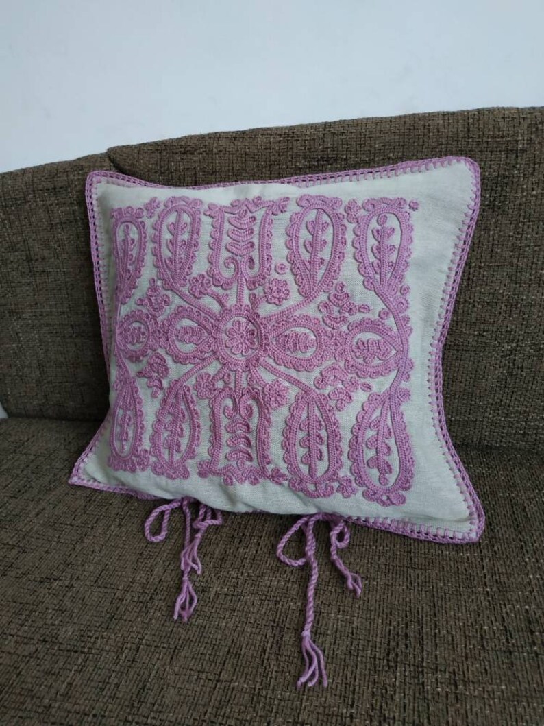 Pale pink rose Traditional hand made Hungarian embroidered pillow case fast Fedex shipping