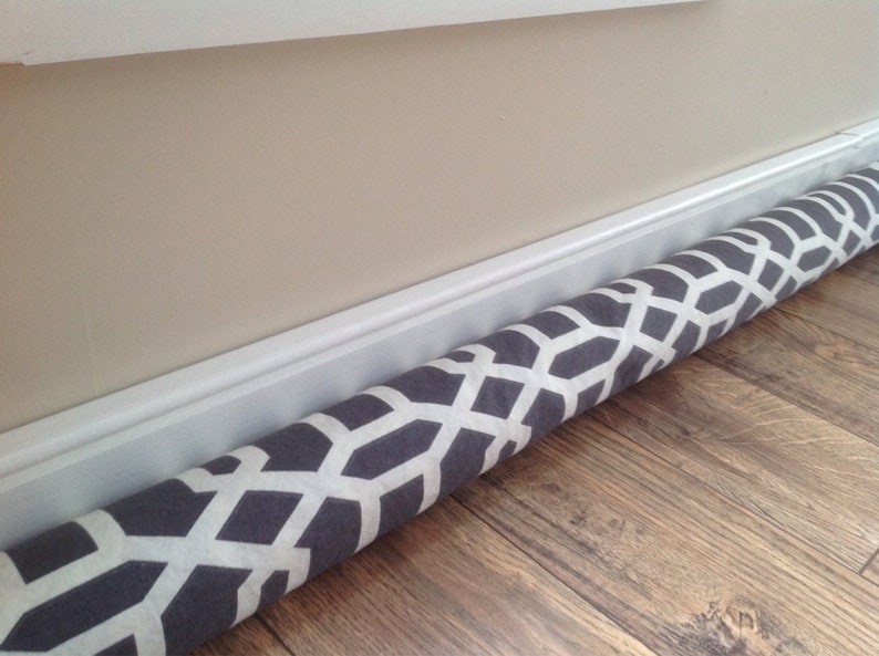 Extra Long Gray And White Canvas Door Draft Stopper Up To Etsy