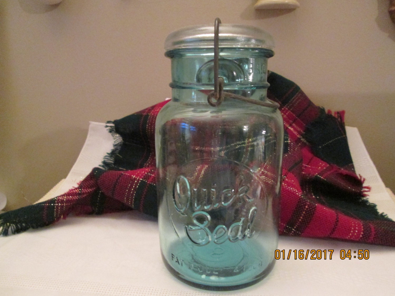 Vintage Quick Seal Blue Quart Jar Canning Jar Jar With Wire Etsy UK