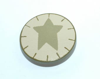 Khaki & Olive Star Button. Size 1 1/8"