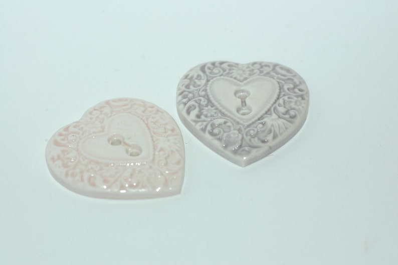 Set of 2 Heart Buttons Size 1 38 Pink /& Lilac