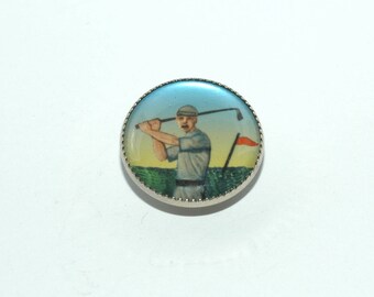 Golf Button with Silver Rim. Size 3/4" (20mm)