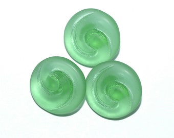 Green Swirl Glass Button Set. Size 3/4" (20mm). Set of 3