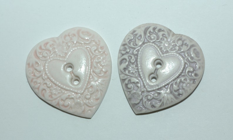 Set of 2 Heart Buttons Size 1 38 Pink /& Lilac