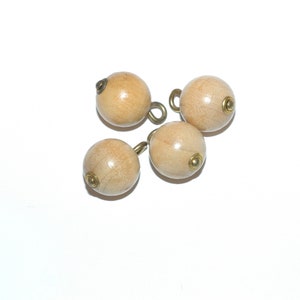 Light Wood Ball Buttons with Bronze Pin Shank Size 5/8" Set of 4