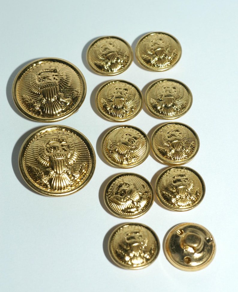 Brass Blazer Button Set. Traditional Eagle Crest. 2 Front and Etsy
