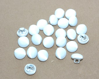 White Satin Buttons. Size 7/16" (12mm). Set of 2 dz.