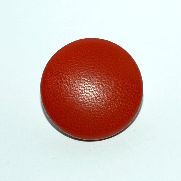 Red Leather Button. Covered Leather Button