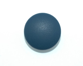 Very Dark Navy Midnight Blue Leather Button