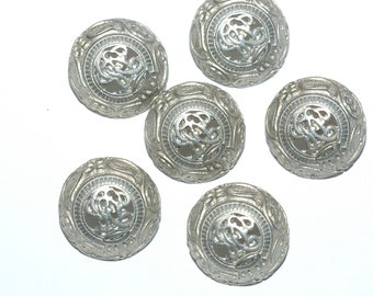 Silver Metal Filigree Dome Button Set Taille 3/4" - Ensemble de 6