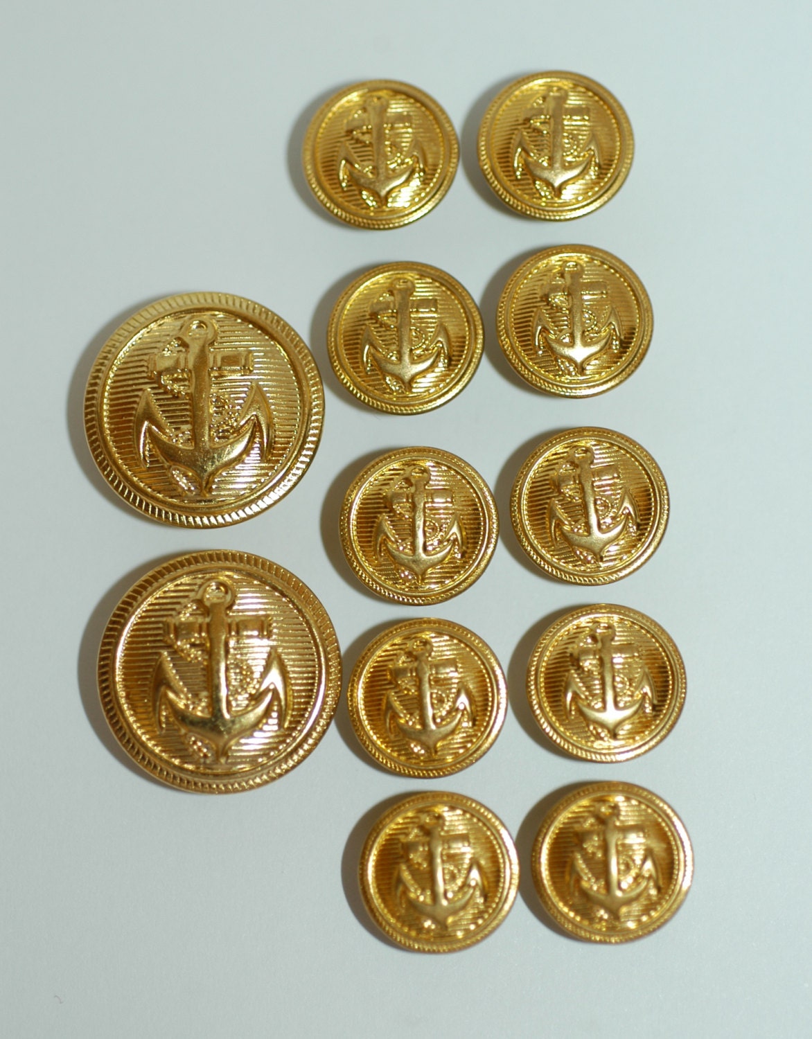 Anchor Embossed Gold Metal Button Vintage Blazer Shank 15/16 (23mm) 36L  Buttons #601