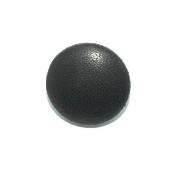 Black Leather Button. Covered Leather Button.