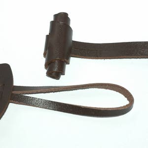 Dark Brown Leather Toggle. Adjustable 3" - 6"