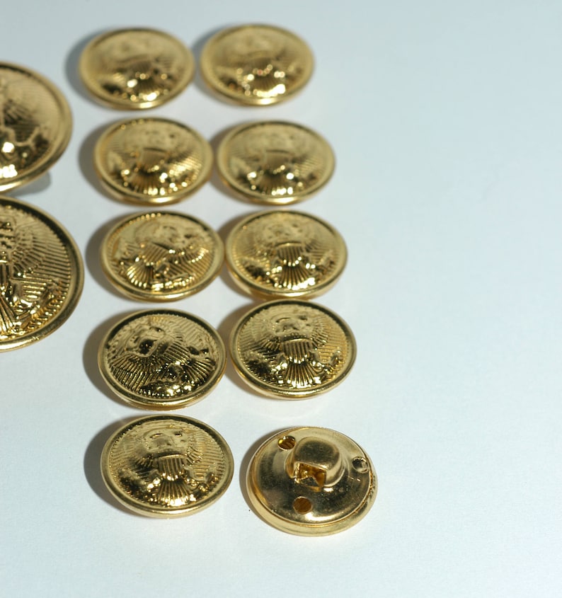 Brass Blazer Button Set. Traditional Eagle Crest. 2 Front and Etsy