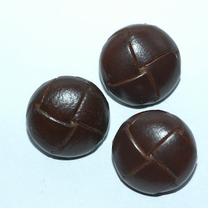 Dark Brown Woven Leather Button. Size 3/4&quot; (20mm). Set of 3