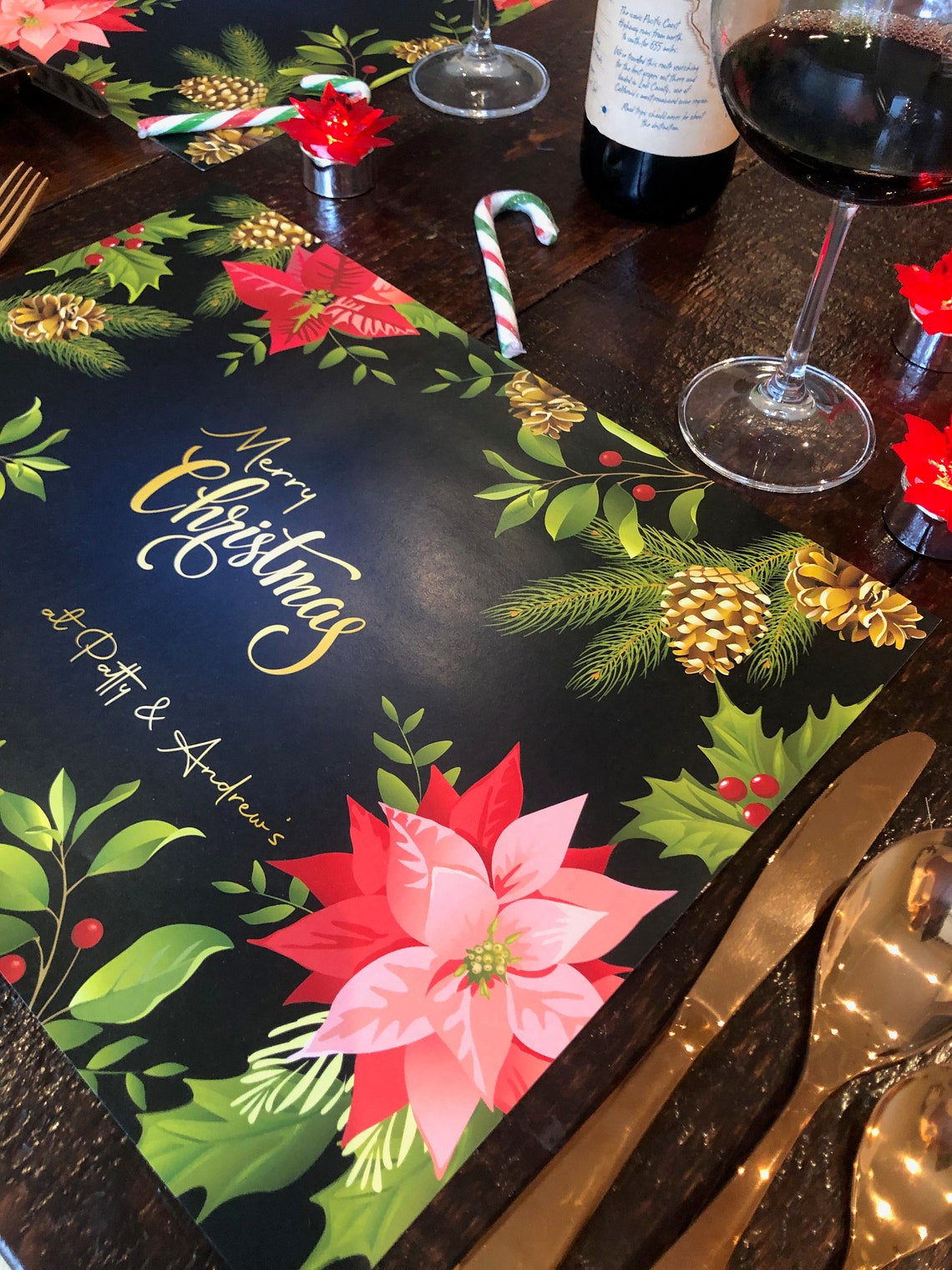 Elegant Christmas Holiday Table decor. Personalized Placemats Etsy