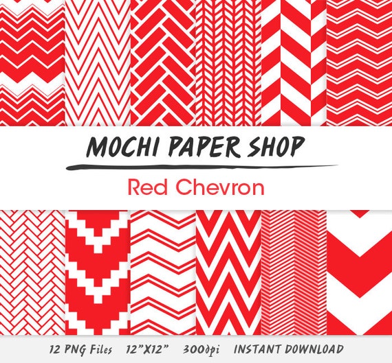 Red Chevron Download Red Craft Paper 12 Digital Chevron Etsy