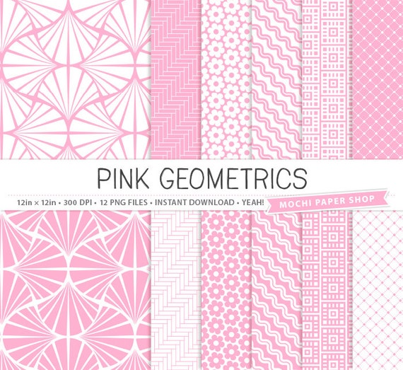 Papel Digital Rosa Geometricos Disenos Asiaticos Descargar Etsy