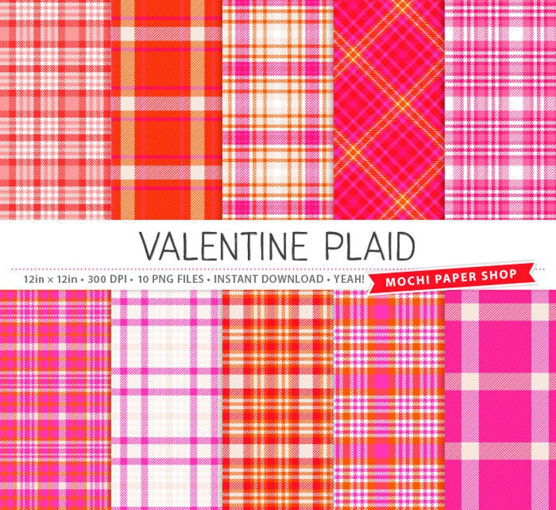 Download Pink Plaid Digital Paper Valentine Plaid Digital Patterns ...