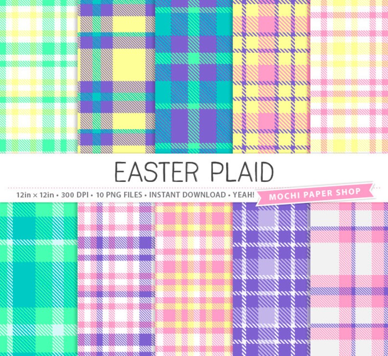 Pastel Plaid Digital Paper Preppy Plaid Background Purple | Etsy