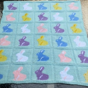 Child Blanket Knitting Pattern, Bunny Baby Blanket, Bunny Blanket knitting pattern, Rabbit baby blanket knit pattern, animal blanket pattern image 2