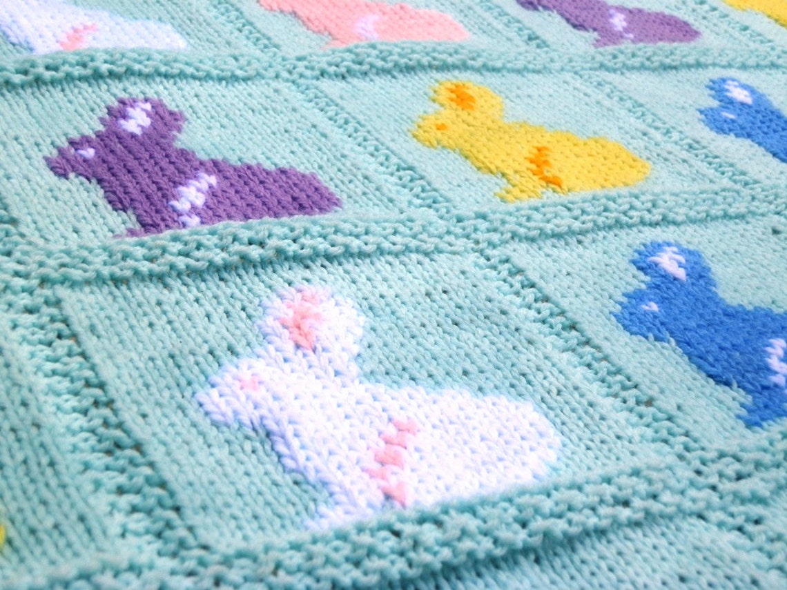 Knitting Pattern Bunny Blanket Rabbit Blanket Easter Etsy