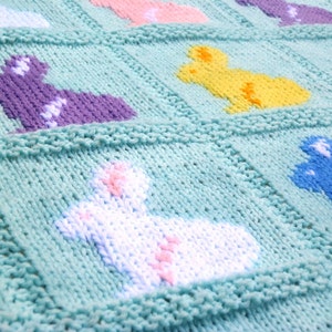 Child Blanket Knitting Pattern, Bunny Baby Blanket, Bunny Blanket knitting pattern, Rabbit baby blanket knit pattern, animal blanket pattern image 1