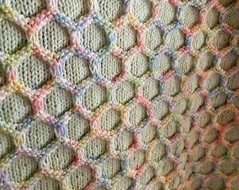 Mosaic Knitting Pattern, Child Blanket Knitting Pattern, Baby Blanket Knit Pattern, Colorful Knitting Pattern, Intermediate Knitting Pattern