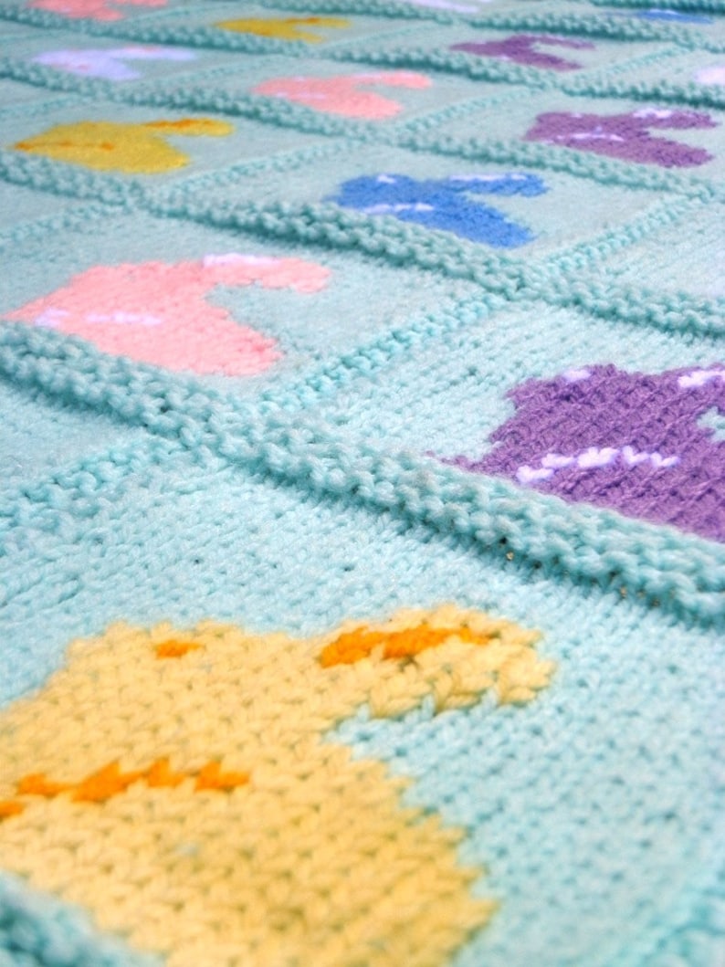 Child Blanket Knitting Pattern, Bunny Baby Blanket, Bunny Blanket knitting pattern, Rabbit baby blanket knit pattern, animal blanket pattern image 5