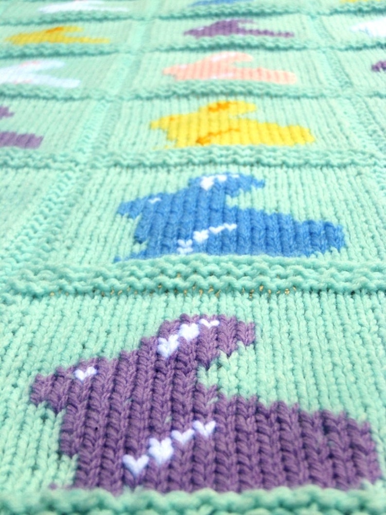 Child Blanket Knitting Pattern, Bunny Baby Blanket, Bunny Blanket knitting pattern, Rabbit baby blanket knit pattern, animal blanket pattern image 4