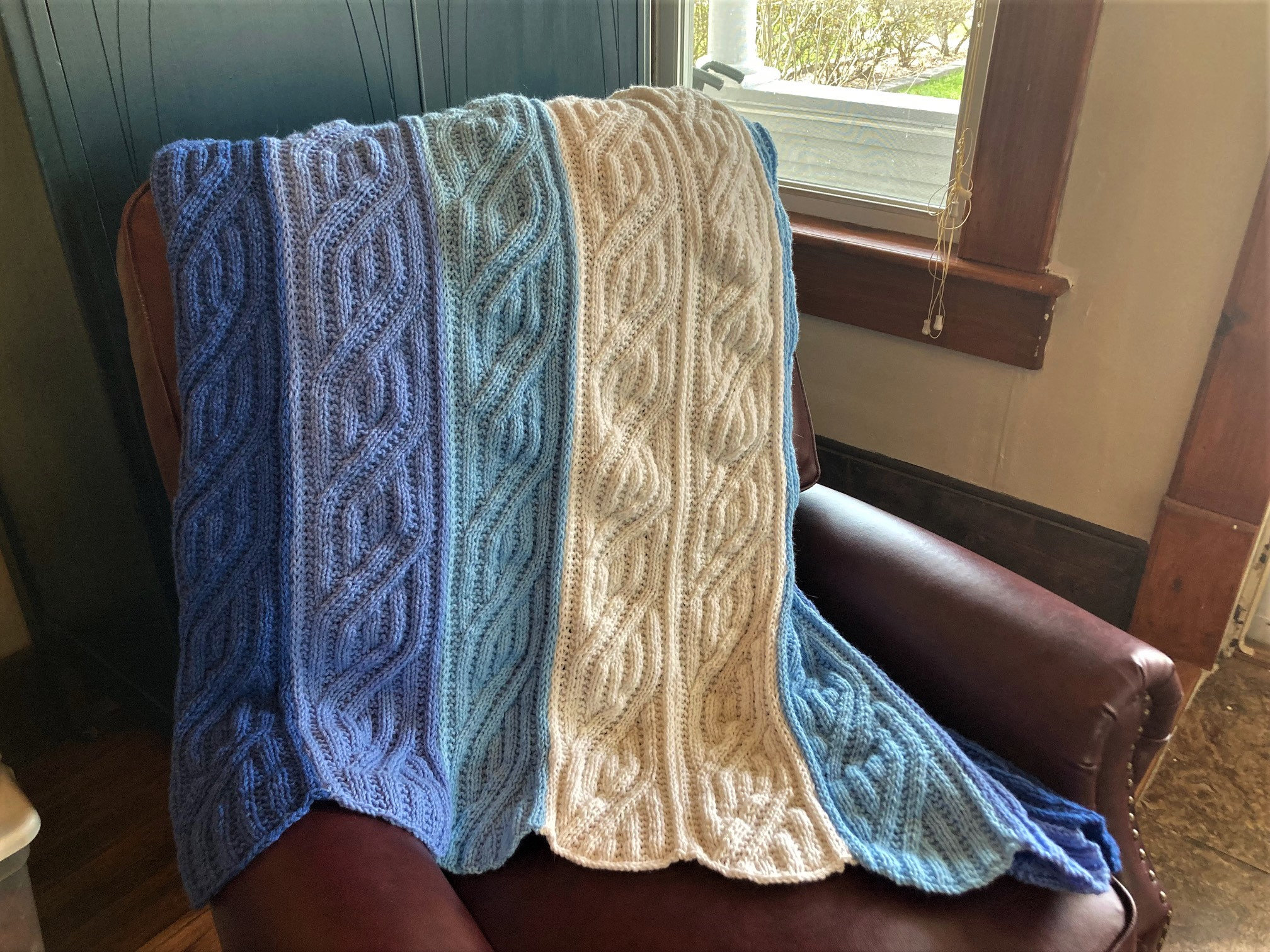 Raging Rivers Afghan Knitting Pattern, Ladder Rib Cable Design (PDF