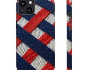 Plaid Threads - Navy and Red - Tough Case