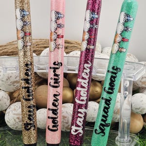 Golden Girls Glitter Pen, Refillable, Free Name On Back, Black Gel Ink, Choose Pink, Gold, Teal, or Dark Pink. Birthday or Christmas Gift.