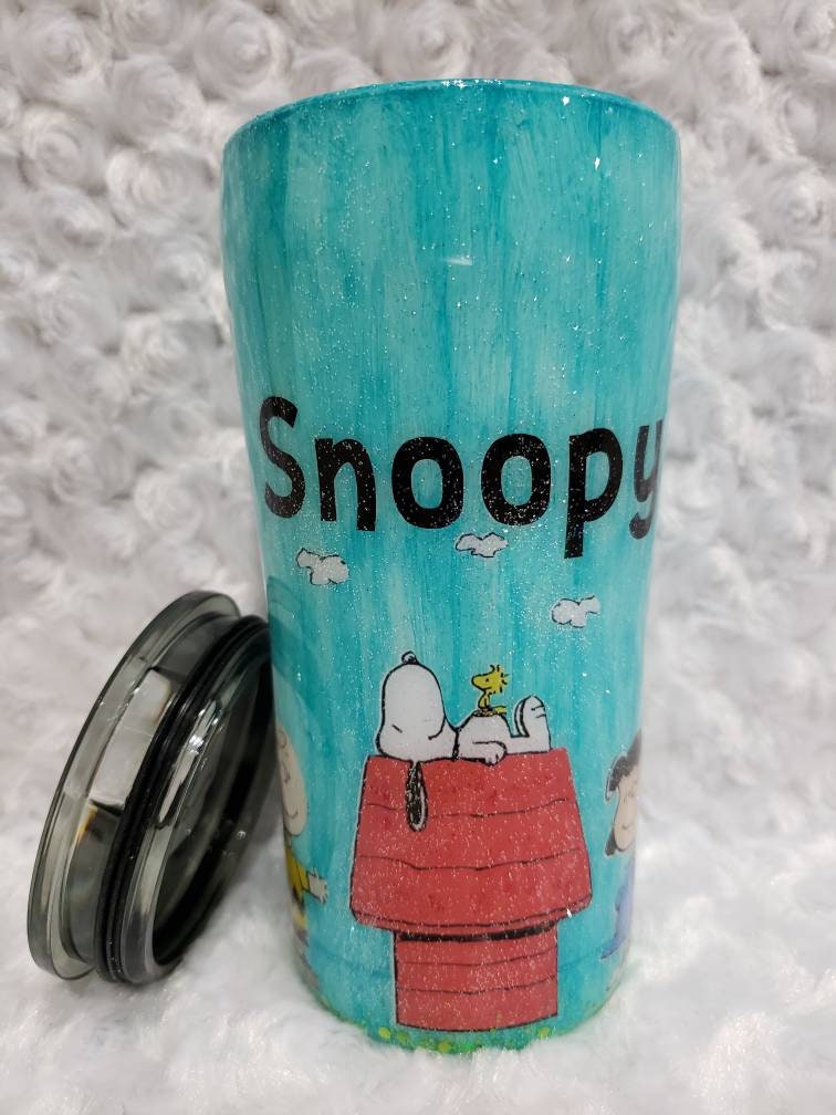 Peanuts~”Snoopy”~21 Oz. Insulated Travel Cup/Straw & Iced  Cappuccino~NEW~FREE SH