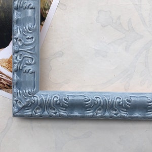 Denim Blue Picture Frame- Ornate Vintage Shabby Chic Nursery Decor- 4x4 5x7 8x10 8x12 8.5x11 A4 9x12 10x10 A3 12x12 16x20 18x24 24x30