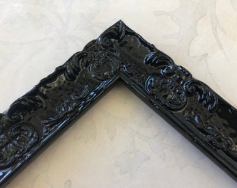 Ornate Black Lacquer Picture Frame Vintage Victorian Gothic Style A4 A3 5x7 8x8 8x10 8.5x11 9x12 10x10 11x14 12x16 12x18 16x20 18x24 18x24