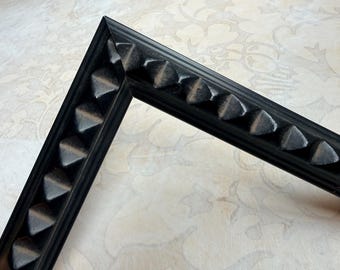 Vintage Black Picture Frame w/Unique Pyramid Detail, Custom Sizes, 4x4 6x8 8x8 8x10 8.5x11 9x12 11x14 12x12 16x20 24x30 A2 A3 A4 A5