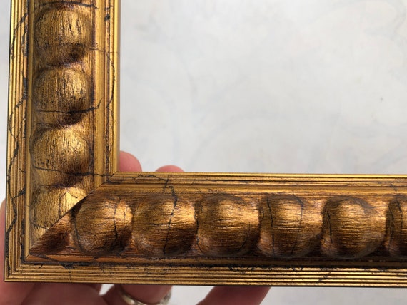 Chunky Bead Gold Picture Frame, Antique Distressed Finish- Custom Picture Framing- A3 A4 A5 4x4 5x7 8x10 8.5x11 9x9 10x12 12x16 16x20 24x36