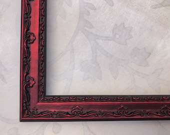 Metallic Ornate Red Picture Frame- Victorian Christmas Valentines Red- A5 A4 A3 5x5 8x8 8x10 8.5x11 9x12 10x10 11x14 12x12 12x16 12x18 16x20