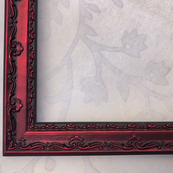 Metallic Ornate Red Picture Frame- Victorian Christmas Valentines Red- A5 A4 A3 5x5 8x8 8x10 8.5x11 9x12 10x10 11x14 12x12 12x16 12x18 16x20