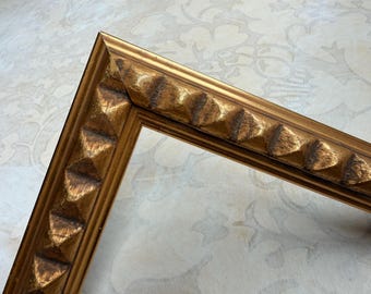 Antique Gold Picture Frame w/Unique Pyramid Detail, Custom Sizes, 4x4 6x8 8x8 8x10 8.5x11 9x12 11x14 12x12 16x20 24x30 A2 A3 A4 A5