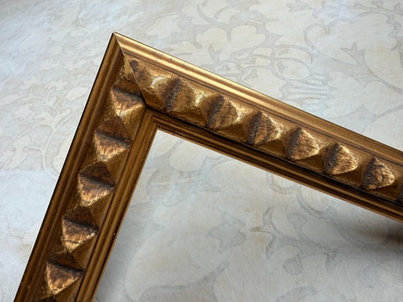 Antique Gold Picture Frame w/Unique Pyramid Detail, Custom Sizes, 4x4 6x8 8x8 8x10 8.5x11 9x12 11x14 12x12 16x20 24x30 A2 A3 A4 A5