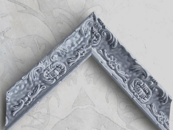 Light Blue Gray Ornate Picture Frame- Victorian Vintage- A5 A4 A3 4x4 4x6 5x5 5x7 8x8 8x10 8.5x11 9x12 11x14 11x17 12x12 16x20 18x24 24x30