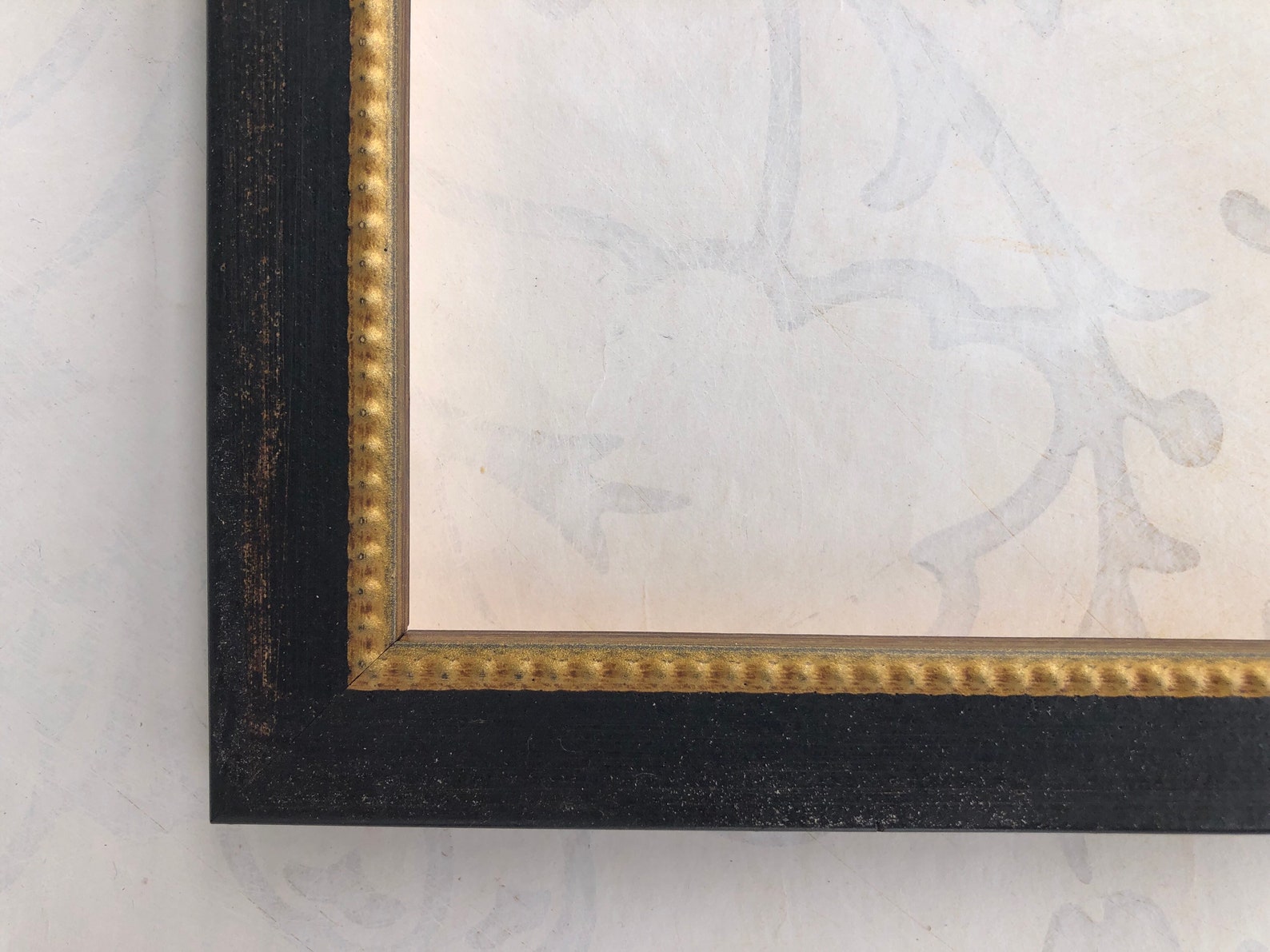 Distressed Black Picture Frame W/gold Bead Shabby Chic Etsy