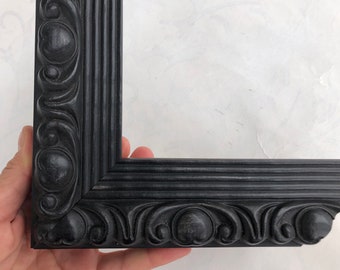 2" Ornate Satin Black Picture Frame, Carved Gothic Frame, A5 A4 A3 A1 5x7 8x8 8x10 8.5x11 9x12 10x10 12x12 11x14 16x20 18x24 24x30 30x40
