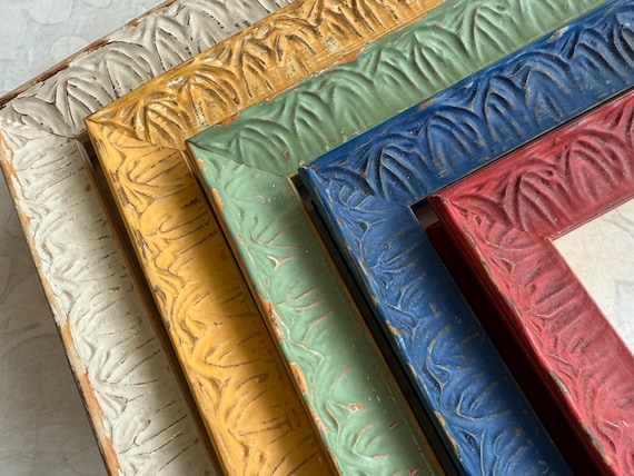 Ornate Cottage Core Picture Frames -Large Shabby Chic Distressed Vintage Style -Custom Sizes Available- 24x36 20x30 16x20 8.5x11 8x10 12x12