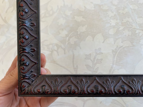 Ornate Wood Picture Frame- Victorian Carved Hearts- Custom Sizes-  A4 A3 4x6 5x7 7x11 8x10 8.5x11 9x12 10x10 11x14 16x20 18x24 24x30