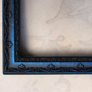 Indigo Blue Ornate Picture Frame- Metallic Carved- Custom Photo Frame- A5 A4 A3 5x5 8x8 8x10 8.5x11 9x12 10x10 11x14 12x12 12x16 12x18 16x20