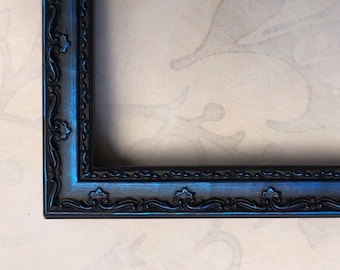 Indigo Blue Ornate Picture Frame- Metallic Carved- Custom Photo Frame- A5 A4 A3 5x5 8x8 8x10 8.5x11 9x12 10x10 11x14 12x12 12x16 12x18 16x20